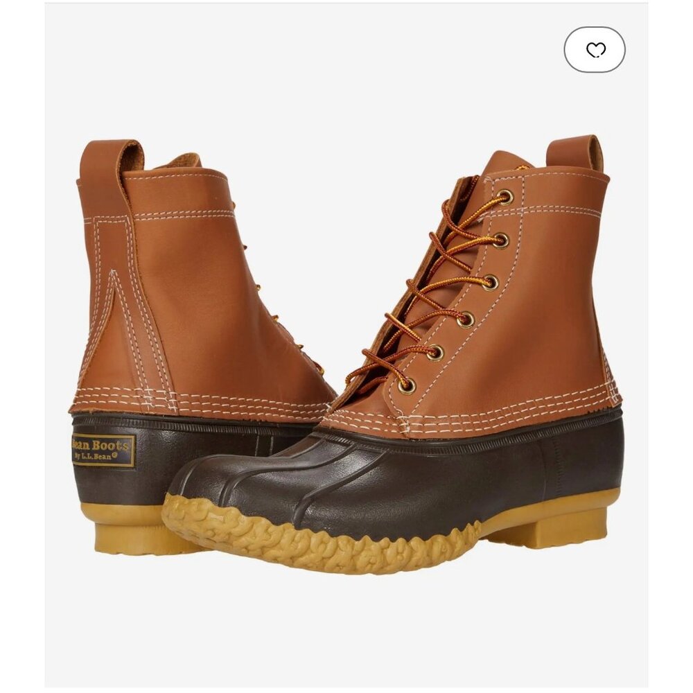 LL Bean Boots Mens Size 13 Brown Leather Rubber Duck Boots Waterproof